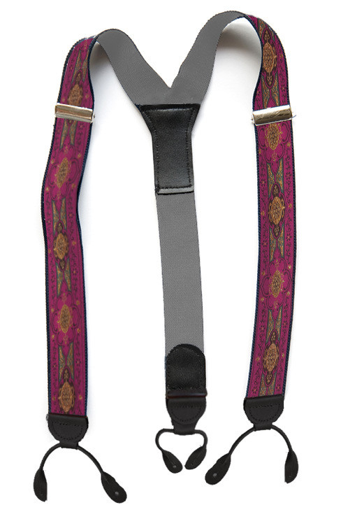Suspenders - Designer - Medallions Purple