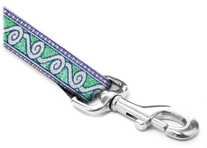 Leash - Celtic - 1-inch - Celtic Spiral  Green/Silver