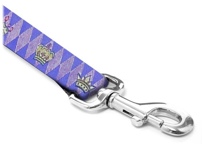Leash - Designer - 1-inch - Royal Crowns  Purple