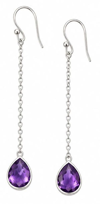 Amethyst Pendulum Sterling Silver Chain Earrings