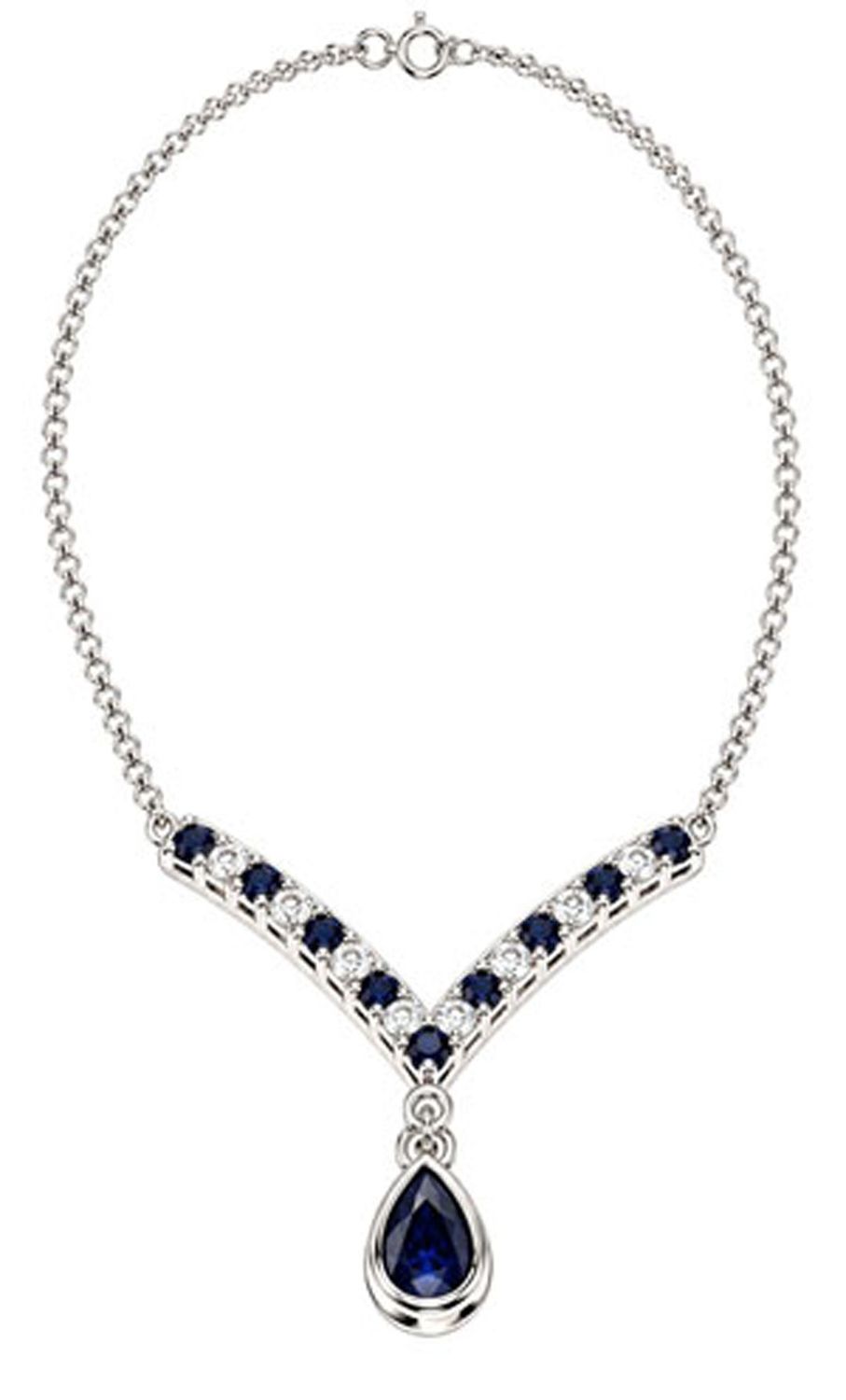 Genuine Black Sapphire & Sterling Silver Drop Necklace Genuine Black Sapphire & Sterling Silver Drop Necklace
