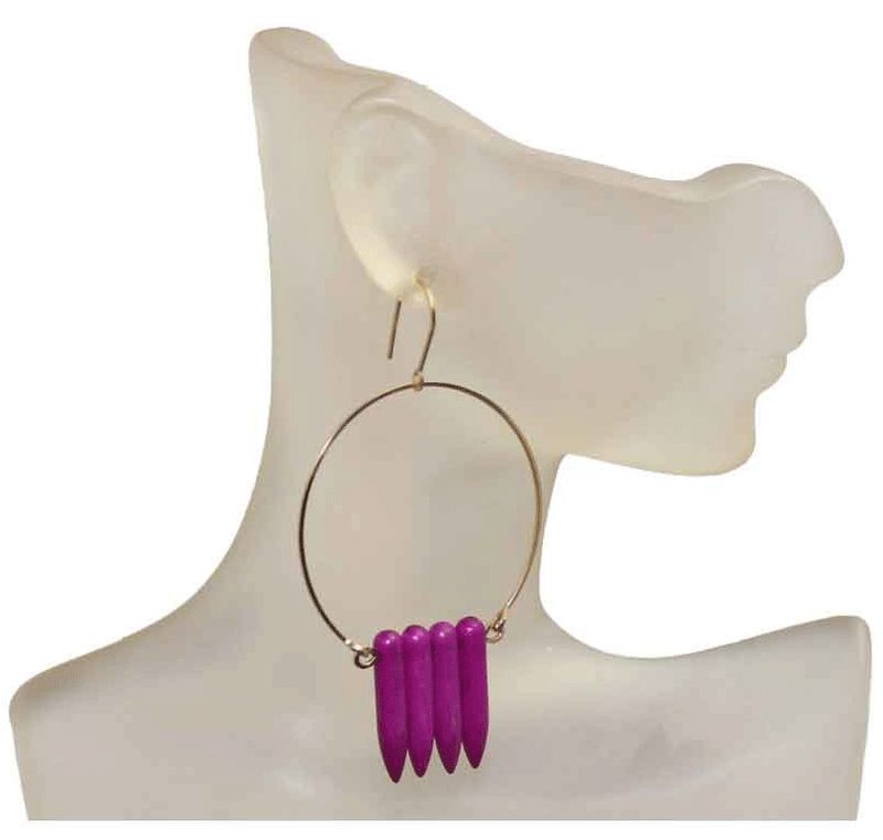Gold Filled Hoop & Wood Accent Earrings