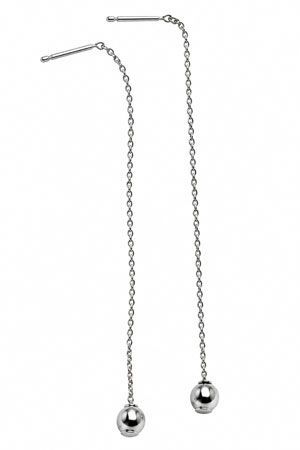Ball-Tip Chain Sterling Silver Threader Earrings