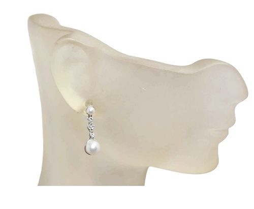Freshwater Pearl & Diamond Drop Earrings