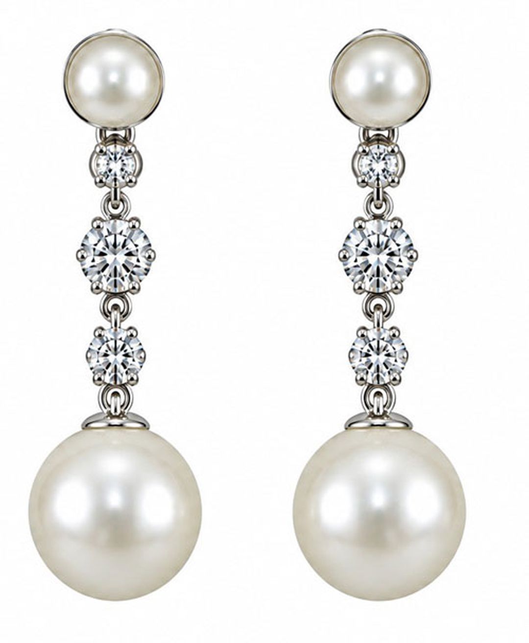 Freshwater Pearl & Diamond Drop Earrings Freshwater Pearl & Diamond Drop Earrings