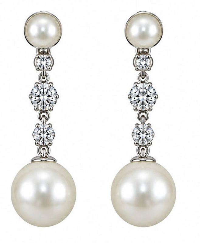 Freshwater Pearl & Diamond Drop Earrings