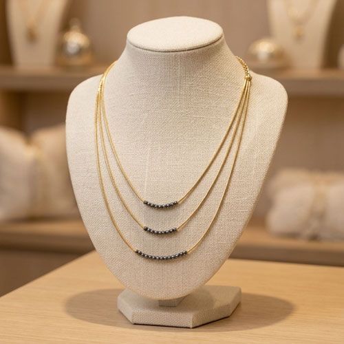 Layer Snake Chain & Metal Beads Necklace Layer Snake Chain & Metal Beads Necklace