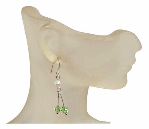 Emerald Swarovski Drop Sterling Silver Earrings