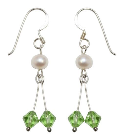 Emerald Swarovski Drop Sterling Silver Earrings