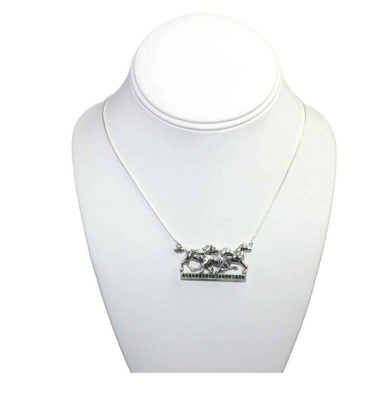 Forest Green CZ Horse Pendant Necklace