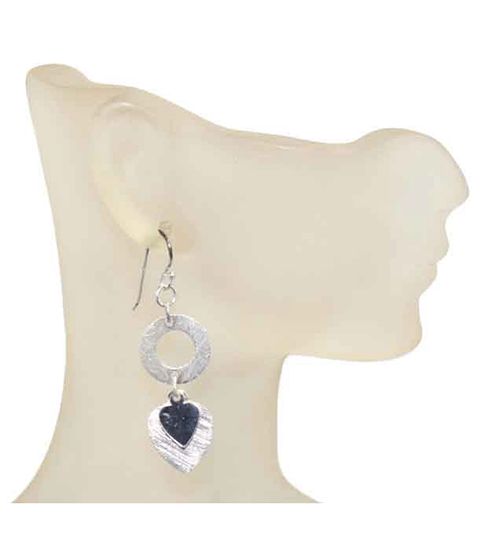 Matte Twin Hearts Sterling Silver Earrings