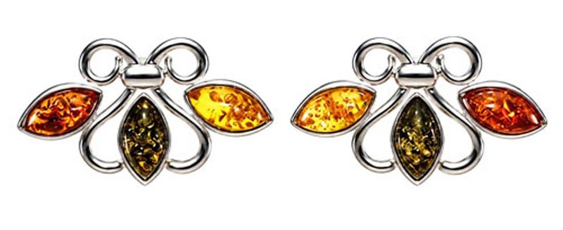 Baltic Amber Wingtip Sterling Silver Stud Earrings