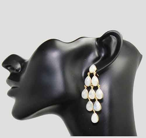 Rainbow Moonstone Chandelier Earrings Rainbow Moonstone Chandelier Earrings