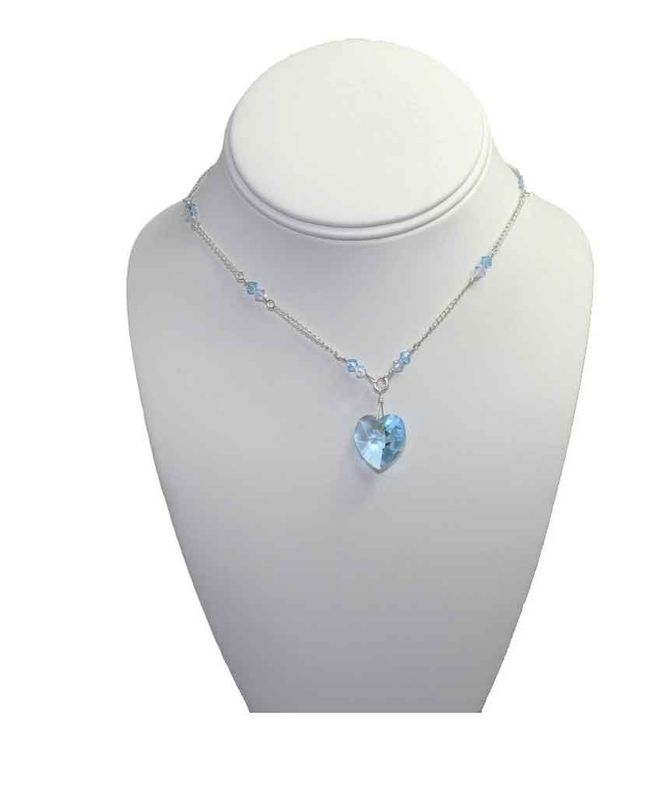 Blue Ombré Swarovski Heart Necklace