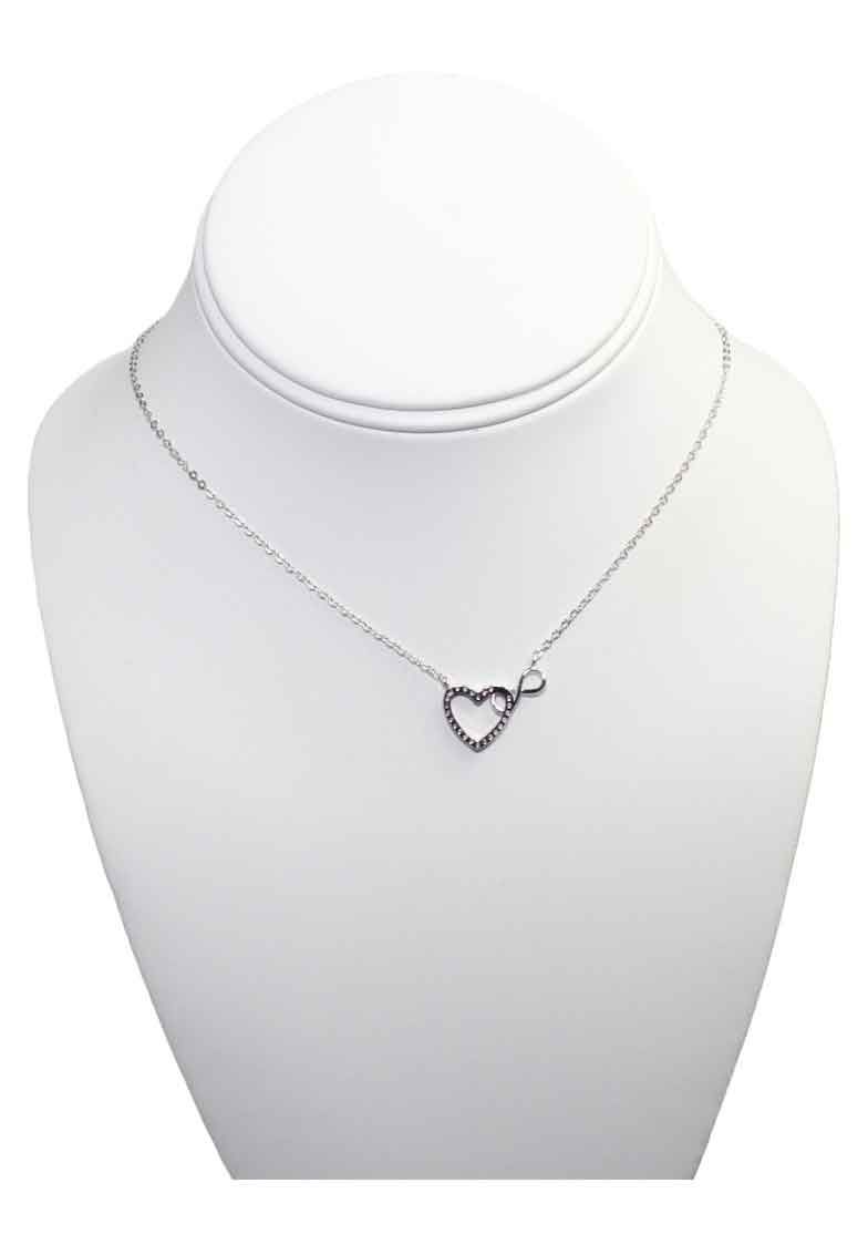 CZ Heart and Infinity Rhodium Necklace CZ Heart and Infinity Rhodium Necklace