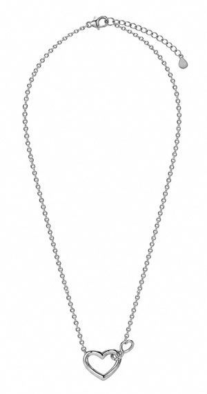 CZ Heart and Infinity Rhodium Necklace