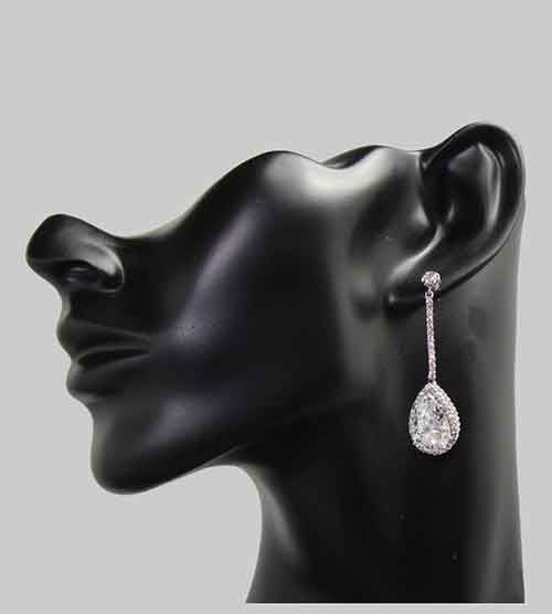 Sparkling Rhodium Plated Drop Earrings Sparkling Rhodium Plated Drop Earrings