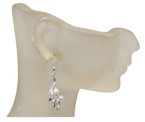 White Pearl Leaf Sterling Silver Earrings White Pearl Leaf Sterling Silver Earrings