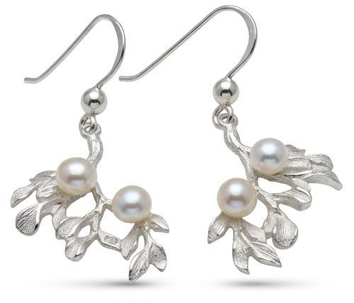 White Pearl Leaf Sterling Silver Earrings White Pearl Leaf Sterling Silver Earrings