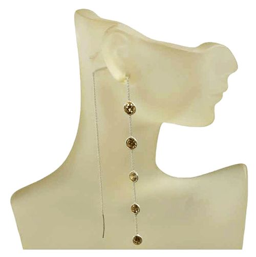 Amber Swarovski Sterling Silver Threader Earrings