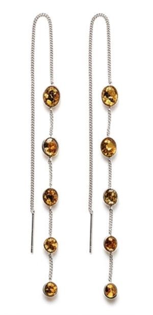 Amber Swarovski Sterling Silver Threader Earrings Amber Swarovski Sterling Silver Threader Earrings