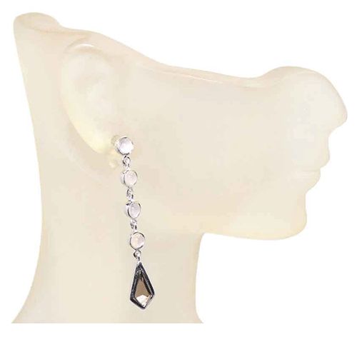 Rose Quartz & Smoky Quartz Sterling Silver Earrings