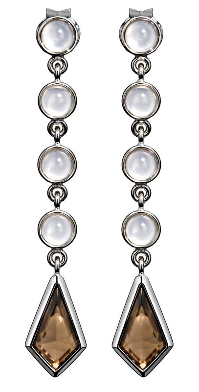 Rose Quartz & Smoky Quartz Sterling Silver Earrings