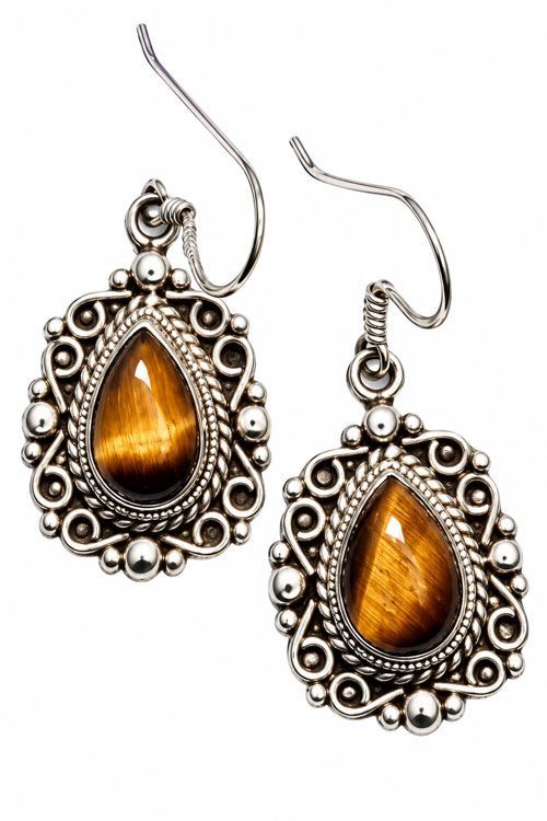 Tiger's Eye Column Sterling Silver Earrings Tiger's Eye Column Sterling Silver Earrings