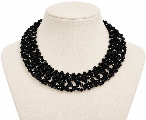 Elegant Black Crystal Beaded Choker Necklace