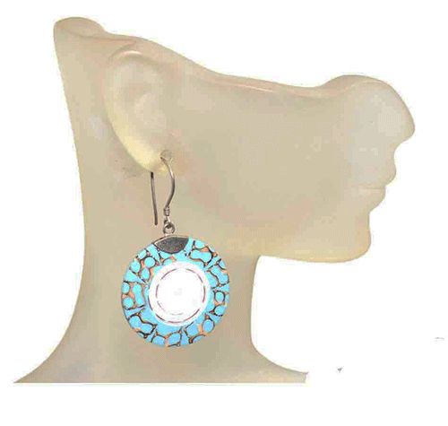 Mother-of-Pearl Mosaic Disc Sterling Silver Earrings Mother-of-Pearl Mosaic Disc Sterling Silver Earrings