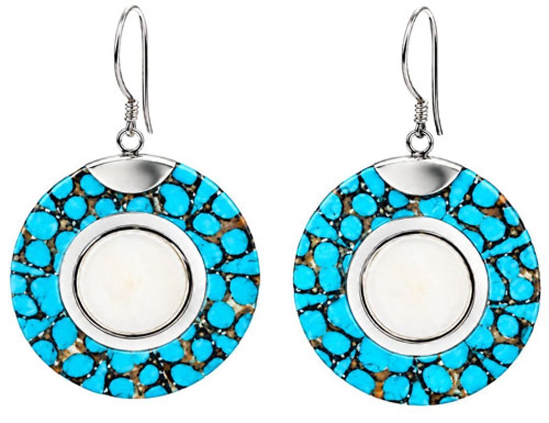 Mother-of-Pearl Mosaic Disc Sterling Silver Earrings Mother-of-Pearl Mosaic Disc Sterling Silver Earrings