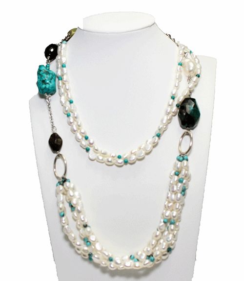 Freshwater Pearl & Gemstone Statement Necklace