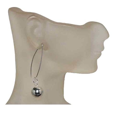 Silver Sphere Long-Hook Earrings Silver Sphere Long-Hook Earrings