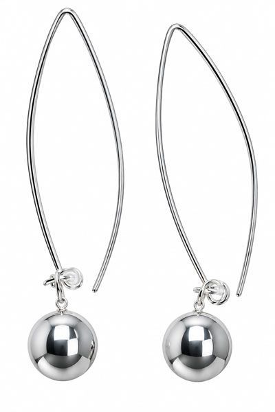 Silver Sphere Long-Hook Earrings Silver Sphere Long-Hook Earrings