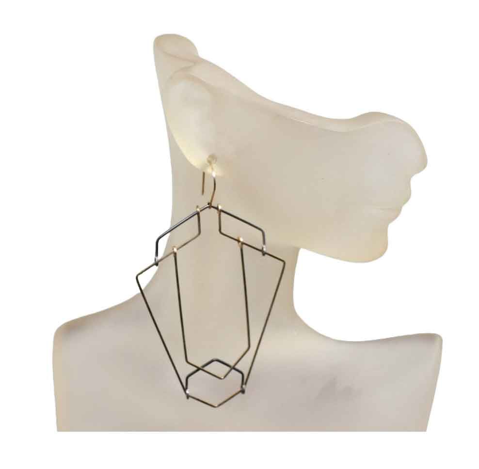 Gold Filled & Oxidized Sterling Silver Geometric Earrings