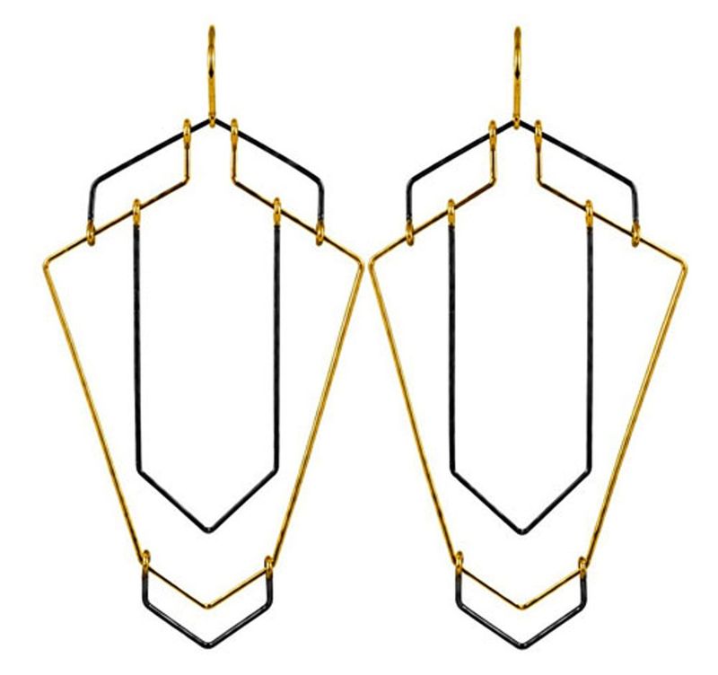 Gold Filled & Oxidized Sterling Silver Geometric Earrings