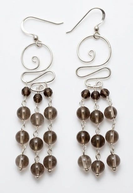 Smoky Quartz Drift Sterling Silver Wave Earrings