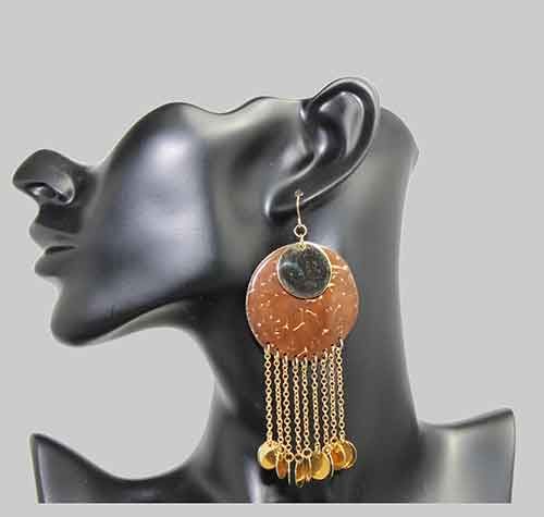 Boho Gold Tone Coconut Shell Earrings Boho Gold Tone Coconut Shell Earrings
