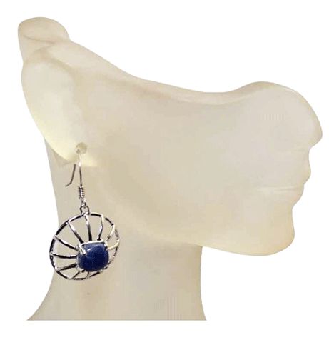 Dark Sapphire Blue Sterling Silver Earrings