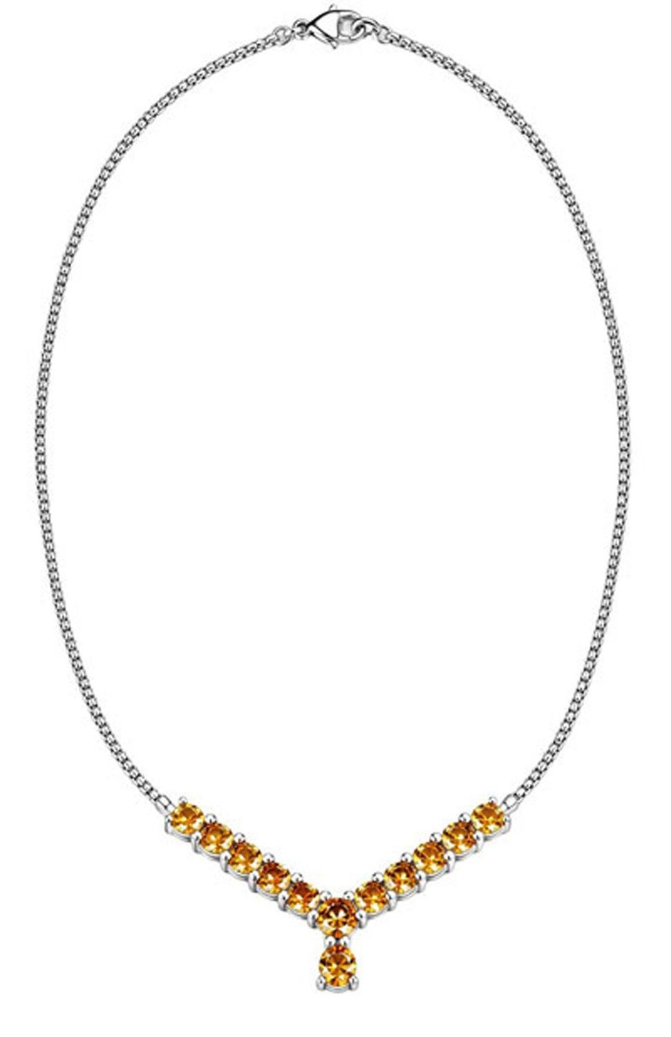 Genuine Yellow Sapphire & Diamond Necklace Genuine Yellow Sapphire & Diamond Necklace
