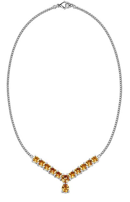 Genuine Yellow Sapphire & Diamond Necklace Genuine Yellow Sapphire & Diamond Necklace