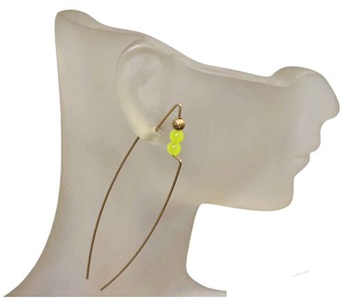Yellow Beaded Threader Earrings