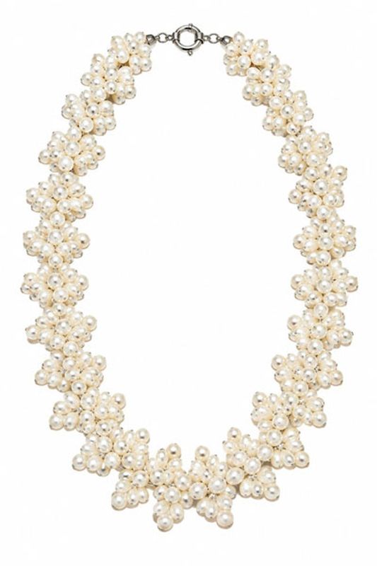 Floral Cultured Pearl Statement Necklace Floral Cultured Pearl Statement Necklace
