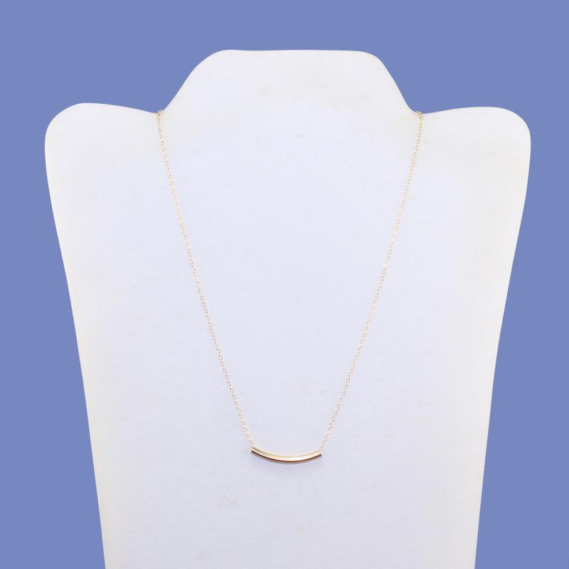 14K Gold Over Brass Curved Bar Necklace