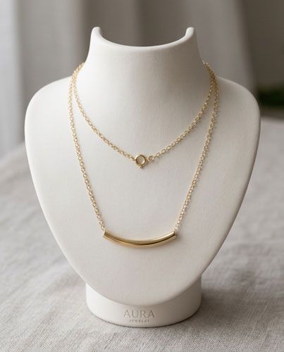 14K Gold Over Brass Curved Bar Necklace 14K Gold Over Brass Curved Bar Necklace