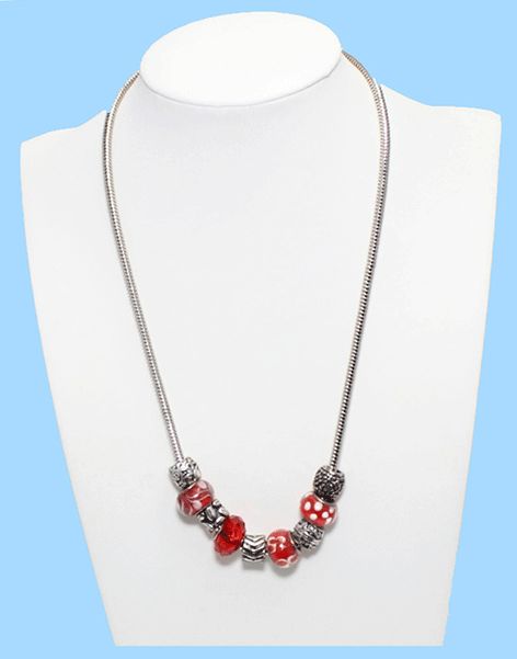 Artisan Glass & Silver Beads Beaded Necklace Artisan Glass & Silver Beads Beaded Necklace