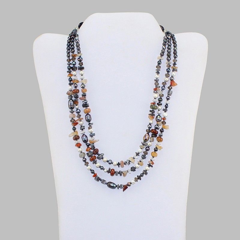 Earth Tone Multi-Strand Pearl Necklace Earth Tone Multi-Strand Pearl Necklace