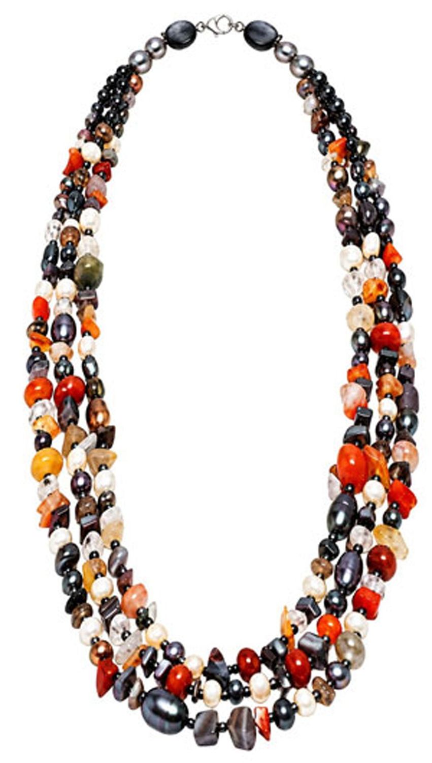 Earth Tone Multi-Strand Pearl Necklace Earth Tone Multi-Strand Pearl Necklace