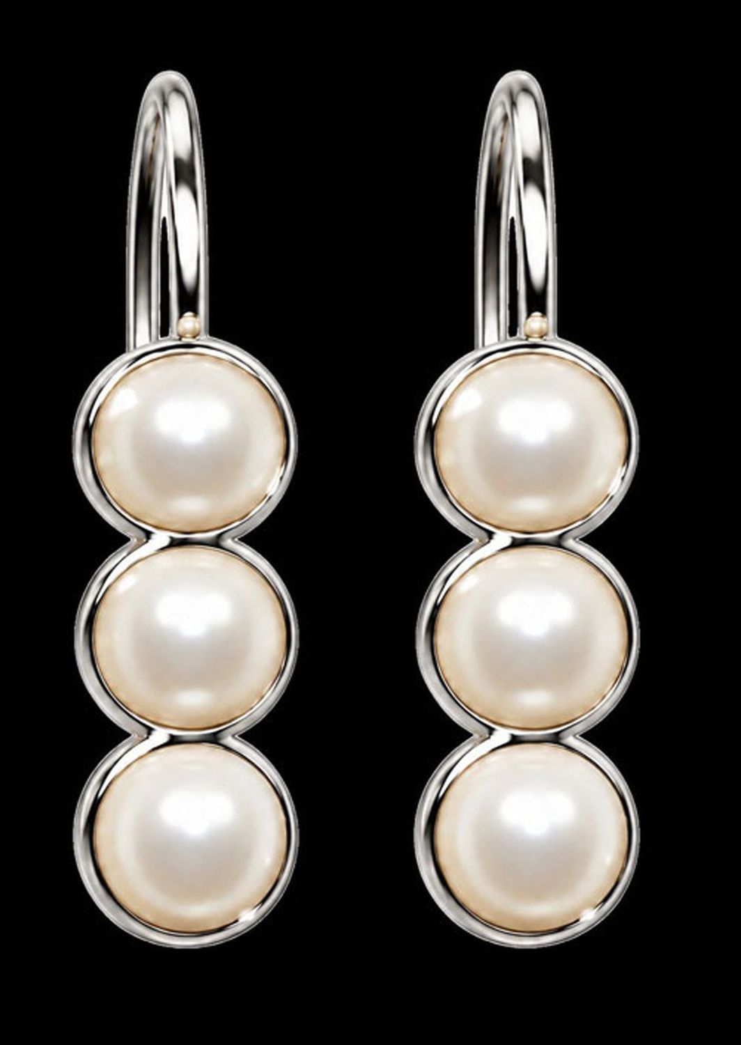 Six-Pearl 18K White Gold-Overlay Sterling Silver Earrings Six-Pearl 18K White Gold-Overlay Sterling Silver Earrings