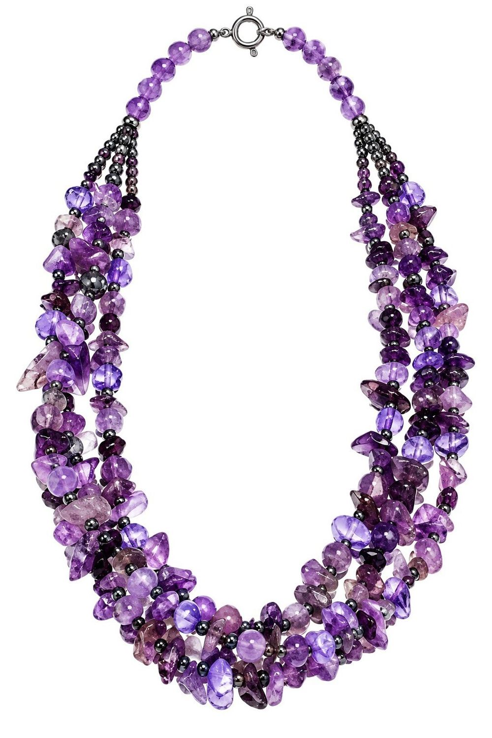 Violet Gemstone & Pearl Layered Necklace Violet Gemstone & Pearl Layered Necklace